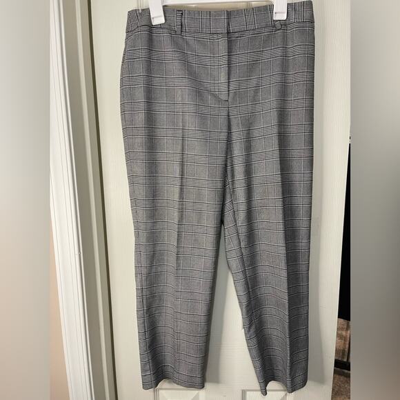 Talbots Heritage Glen Plaid Black White Crop Contemporary Trouser Work Pants 10 - Picture 1 of 5